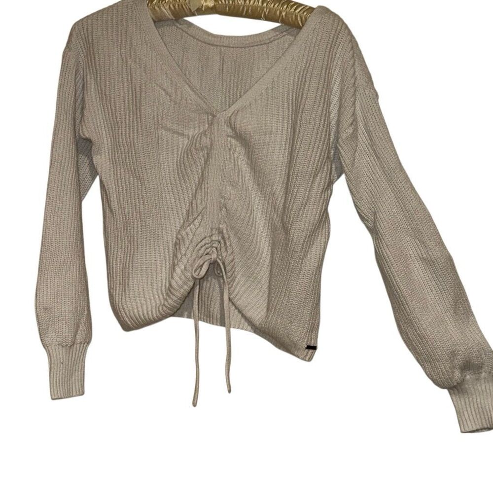 Hollister , white sweat sweater cinching ties in the front juniors size small